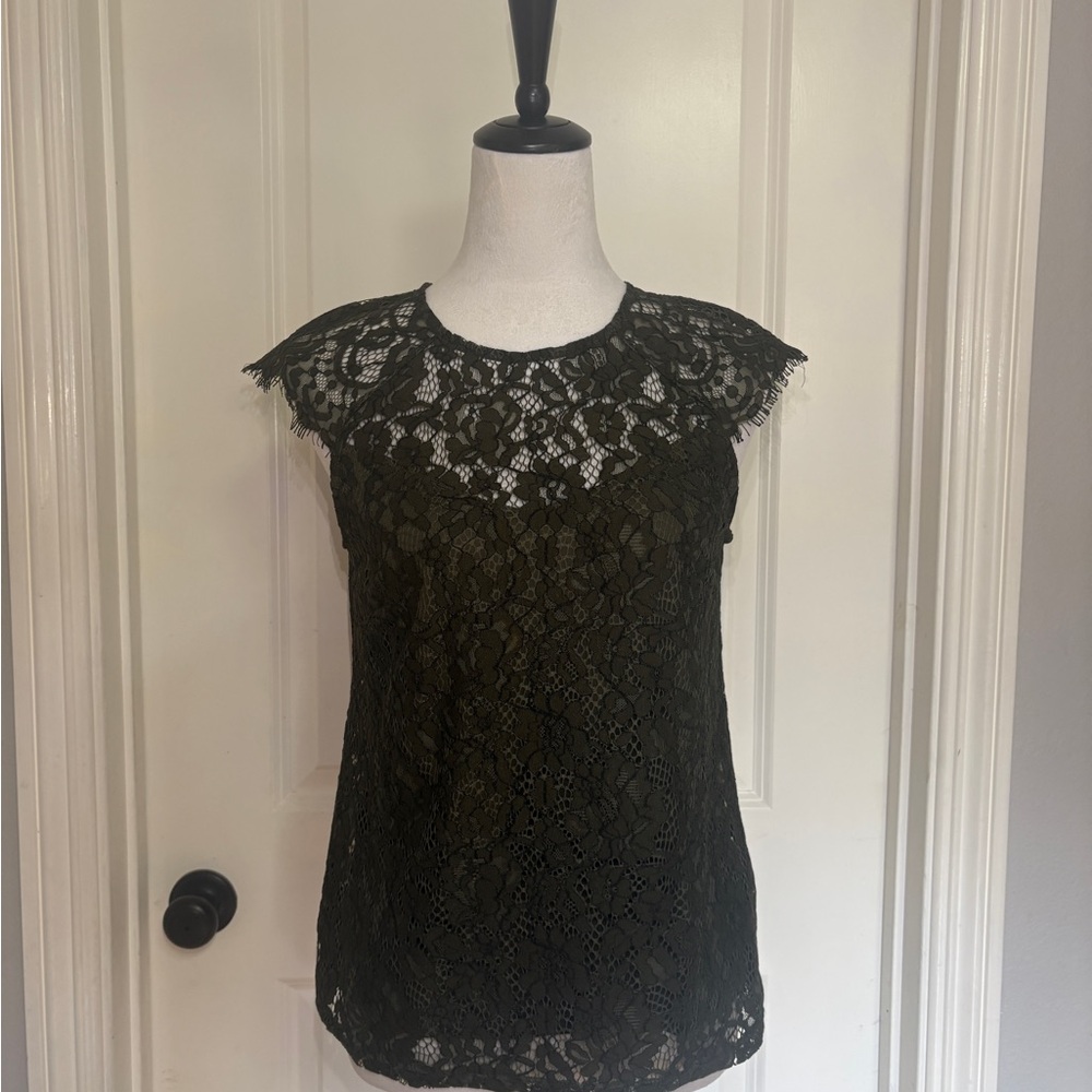 Elegant dark khaki Lace Top